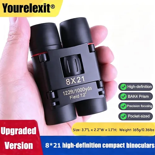 Vista 3 de Prismáticos para adultos de 8 x 21 pulgadas, mini binocular compacto de bolsillo pequeño para observación de aves, conciertos, teatro, ópera