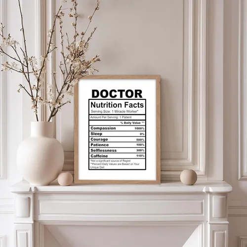 Vista 5 de Poster Master Póster de Etiqueta - Impresión Divertida Retro - Regalo para Médico, Amigo - Datos Nutricionales del Doctor, MD, Médico, Apreciación