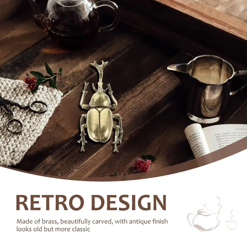 Vista 2 de IMIKEYA Escarabajo modelo Escarabajo Té para mascotas Vintage Té Artesanía de mascotas Estatua de la vendimia Escultura de animales pequeños