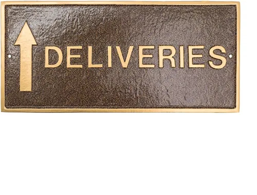 Vista 6 de Montague Metal Products - Entrega con placa de declaración de flecha hacia arriba - Placa de pared o césped - Resistente a los rayos UV - Aluminio