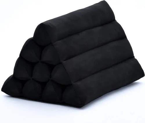 Vista 10 de Leewadee Cojín Thai Triangle – Cómodo respaldo para TV o lectura, almohada de cuña – Relleno natural ecológico Kapok 20 x 13 x 13 pulgadas, negro