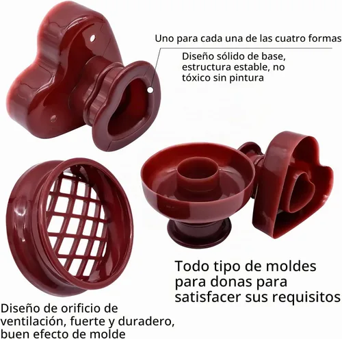 Vista 3 de Paquete de 4 moldes para hacer donas, moldes antiadherentes creativos reutilizables para donas, molde de fondant, pastel, pan, postre, molde