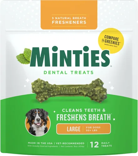 Vista 21 de Minties VetIQ - Golosinas dentales en hueso para perros, masticables dentales para perros medianos a grandes (más de 40 libras), 40