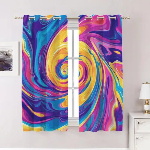 Vista 17 de Maritime Ocean Blackout Tier Curtains, Anchors Nautical Art Half Window Drapes for Kitchen with Rod Pocket,Room Darkening 2 Pack 26X24 Inches