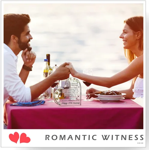 Vista 6 de Regalo de boda para ella años de matrimonio, regalo de feliz aniversario para mujer, corazón acrílico, recuerdo de matrimonio para esposa, marido
