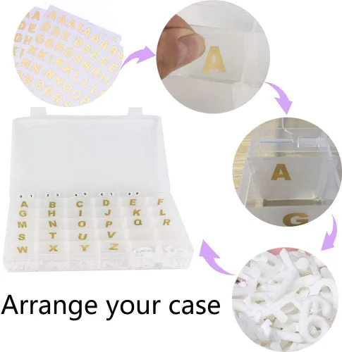 Vista 5 de Sivya Caja organizadora de plástico de 36 rejillas con separadores ajustables, ideal para tu tablero de cartas con calcomanías