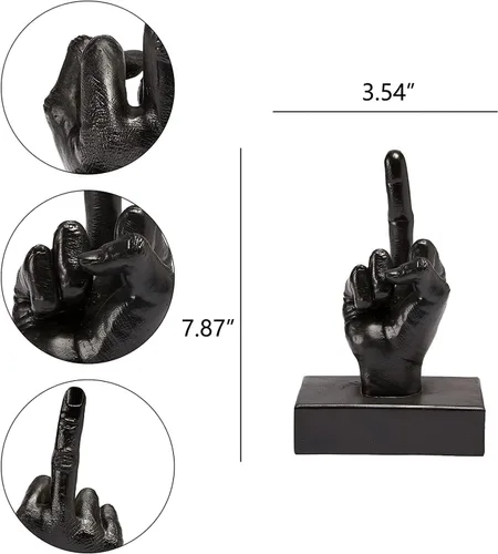 Vista 8 de Estatua de escritorio de dedo medio, gesto de mano FCK You, estatua de resina para el hogar, oficina, patio y más - Figura de pisapapeles de mano