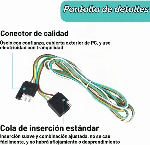 Vista 5 de 1 kit de arnés de cableado de remolque de automóvil de 4 núcleos, enchufe de cable de alimentación de metal de 9.8 pies, adaptador universal