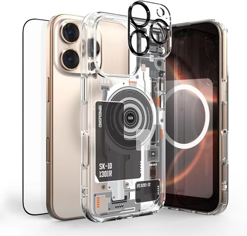 Vista 10 de Compatible con iPhone 15 Pro, parte trasera de policarbonato transparente + funda de parachoques de TPU, compatible con MagSafe, esquinas que