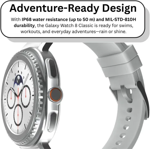 Vista 8 de Samsung Galaxy Watch 8 Classic 1.811 in, bisel giratorio Reloj inteligente AI con AMOLED de 1.34 pulgadas, Wi-Fi, Bluetooth, rastreador