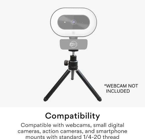 Vista 5 de MEE Audio Mini trípode ligero para cámaras web y cámaras pequeñas para videoconferencia; flexible, portátil, compacto, soporte de montaje de viaje