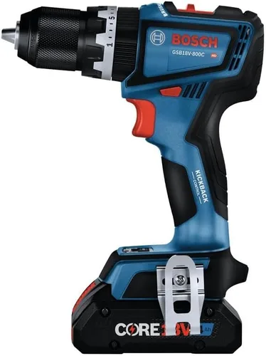 Vista 3 de Bosch GSB18V-800CB24 1/2 pulg. Kit de taladro percutor/taladro sin escobillas listo para conectar con (1) batería CORE18V® de 4 Ah de potencia