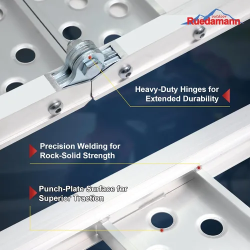 Vista 5 de Ruedamann 1 pieza rampa plegable de aluminio para motocicleta de 6 pies, capacidad de 440 libras, rampa portátil de 8 pulgadas de ancho