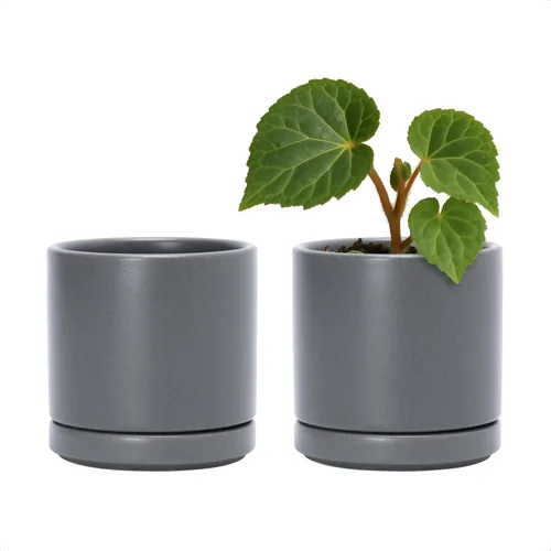 Vista 36 de D'vine Dev - Juego de 2 macetas de plantas de 3.5 pulgadas, maceta de cerámica para plantas con agujero de drenaje y platillo, negra, 94-V-A-2
