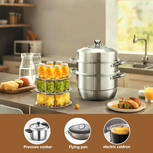 Vista 3 de Paquete de 3 estantes para latas a presión, suministros de enlatado de 11 pulgadas, estante de vapor de acero inoxidable prémium para latas de baño