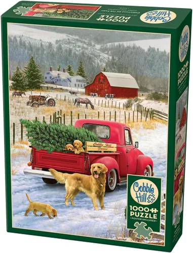 Vista 2 de Rompecabezas de 1000 piezas de Cobble Hill - Gatos navideños - Póster de muestra incluido