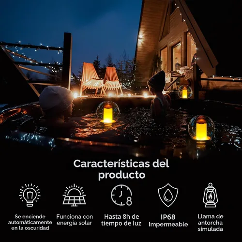 Vista 4 de VISOFO Luces solares de Halloween al aire libre, impermeables, con llama naranja, luces LED, recargables, iluminación de patio, antorchas