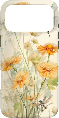 Vista 22 de Cute Vintage Illustration Daisy Flowers Dandelion Dragonfly Case for iPhone 17