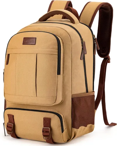 Vista 9 de Tzowla - Mochila de tela para portátil, mochila para hombres y mujeres, mochila para trabajo y viajes, compatible con portátil de 15.6 pulgadas
