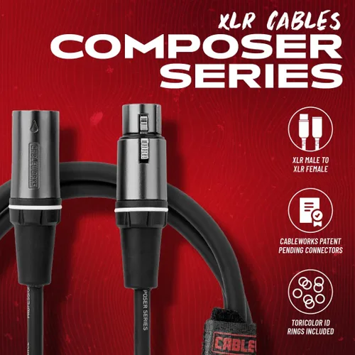 Vista 9 de Cableworks de Gator Cases Serie Compositor Deluxe Cable de Micrófono XLR de 3 Pies, (GCWC-XLR-03)