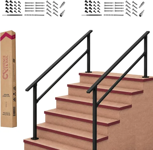 Vista 13 de Barandales de exteriores para escaleras, hierro forjado color negro (2 escalones)