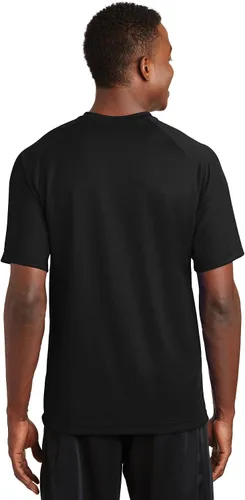 Vista 3 de Sport-Tek Camiseta raglán de manga corta Dry Zone para hombre, Negro
