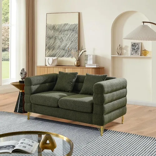 Vista 12 de mikibama Juego de sofá Teddy de lujo para sala de estar, muebles de decoración moderna, sofá seccional, sofá de 3 plazas y loveseat con 5 almohadas