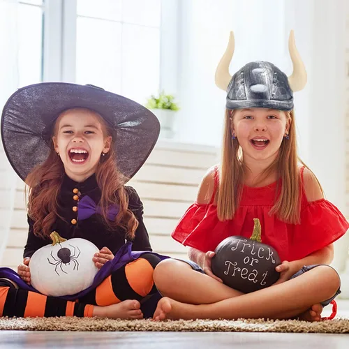 Vista 5 de LUOZZY Sombreros vikingos para niños, sombreros de pirata de Halloween, casco extraño, sombrero de fiesta de Halloween para niños