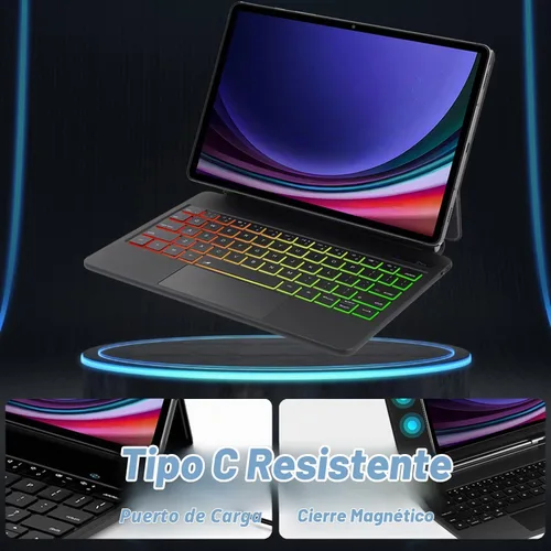 Vista 3 de Touchpad - Funda de teclado mágico para Samsung Galaxy Tab S10 Lite/S10 FE/S9 FE 5G 10.9 pulgadas/Tab S9 S8 S711 pulgadas, cubierta magnética