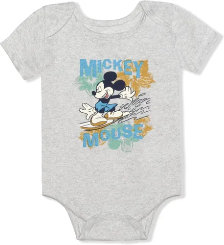 Vista 6 de Disney Mickey Mouse - Paquete de 3 mamelucos de manga corta para recién nacidos, azulblancogris