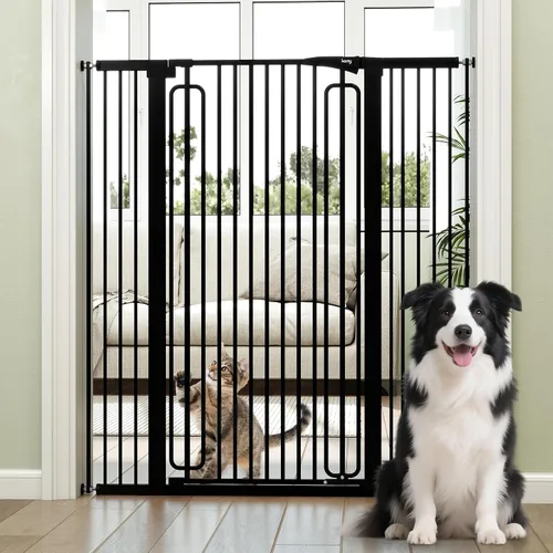 Vista 9 de keny Puerta de bebé de 29.7 a 46 pulgadas para escaleras, puertas de perro con cierre automático para puertas, montada a presión, sin perforación