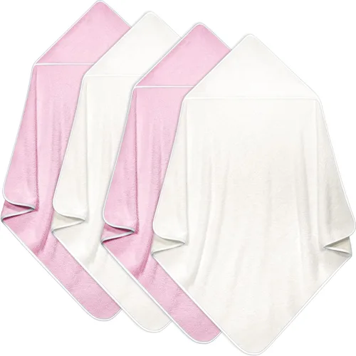 Vista 11 de Reginary Paquete de 4 toallas con capucha para bebé, toallas de baño de forro polar coral para bebé, 30 x 30 pulgadas, suaves y absorbentes, manta