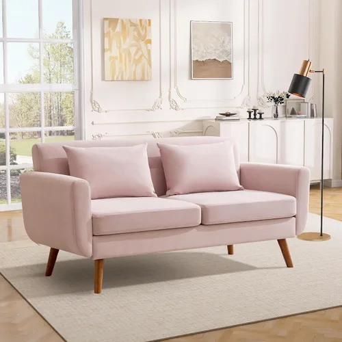 Vista 40 de Tbfit Sofá en Forma de L, Sofás Seccionales Modernos de Mediados de Siglo de 80" de Ancho, Sofás de 3 Plazas con Chaise Lounge Amplio, Sofá Beige