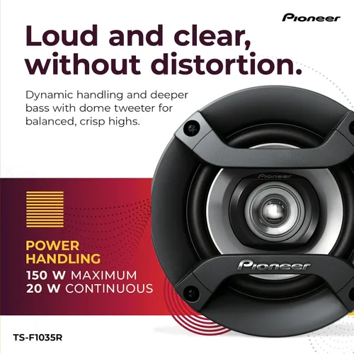Vista 4 de PIONEER F-Series TS-F1035R - Altavoces de 2 vías de 4 pulgadas (par) - 150 W máximo, sonido equilibrado + agudos suaves, gran reemplazo original