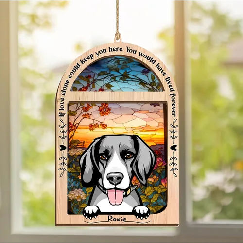 Vista 146 de LOVELYPOD Adorno de Navidad personalizado de sabueso afgano, atrapasoles con nombre, regalos de pérdida de mascotas, regalos para amantes