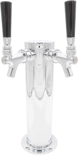 Vista 9 de K&B - Torre Kegerator de cerveza de doble grifo de 3 pulgadas, personalizable (1 grifo nitro robusto y 1 grifo cromado, mango cromado resistente)