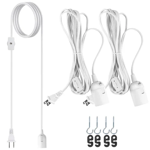 Vista 9 de JACKYLED Cable de extensión colgante para farol, UL 12 pies, E26 E27, interruptor de encendido/apagado, iluminación colgante para cocina