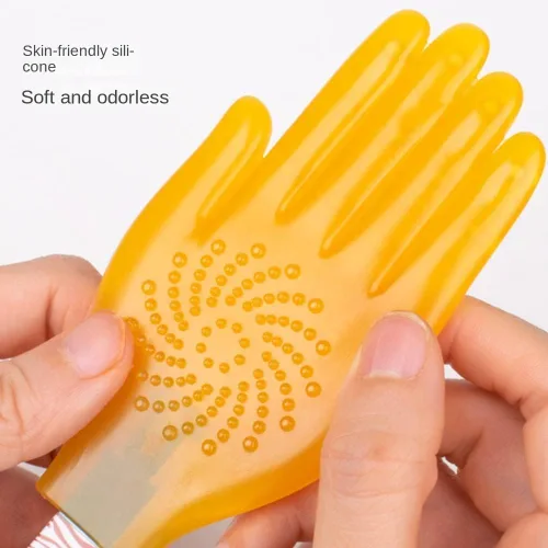 Vista 3 de Pai Sha Board Multifunción Pai Sha Board Silicona Cinco Dedos Meridiano palmaditas Pequeña Mano Amarilla Masaje de Silicona Masaje Stick