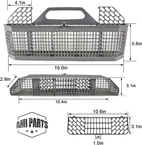 Vista 4 de WD28X10128 - Cesta de cubiertos para lavavajillas, color gris, de repuesto (19.7 x 3.8 x 8.4 pulgadas) para lavavajillas GE, repuesto WD28X10127