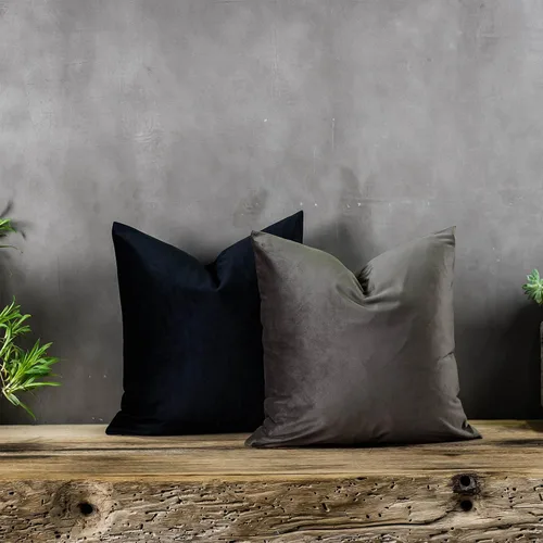 Vista 3 de Juego de 2 fundas de almohada decorativas de terciopelo de 14 x 14 pulgadas con cremallera, fundas de cojín cuadradas suaves y lisas de lujo