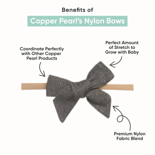 Vista 2 de Copper Pearl Diademas con lazos para bebés y niñas, lazos para recién nacidos, lazos para el pelo para bebé, lazos y diademas de nailon para bebé
