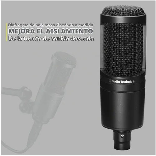 Vista 3 de Audio-Technica Micrófono de estudio de condensador AT2020 con cable XLR