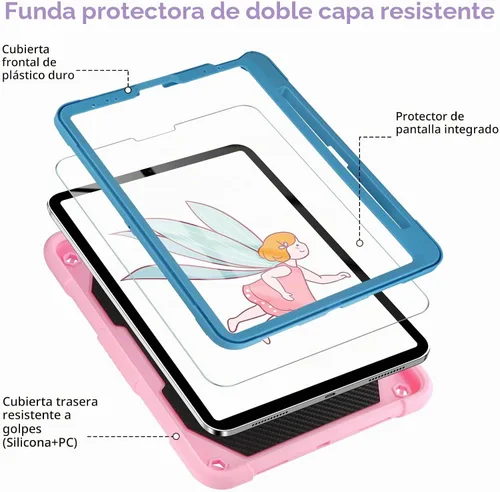 Vista 2 de Funda para iPad Air de 5ª/4ª generación con protector de pantalla, funda para iPad Pro de 11 pulgadas, correa de soporte de mariposa, lindas