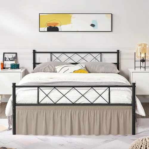Vista 47 de Biscaynebay Faldas de cama envolventes con esquinas divididas para camas Twin/Twin XL de 15 pulgadas de caída, volantes de polvo elásticos Negro