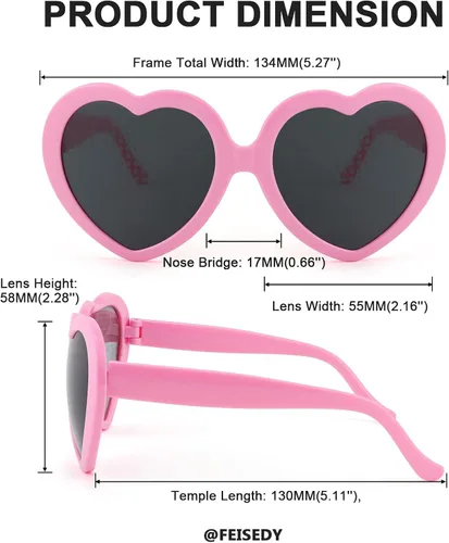Vista 5 de FEISEDY Gafas de sol con forma de corazón para mujer efecto de corazón difracción de amor para fiesta regalo para niños