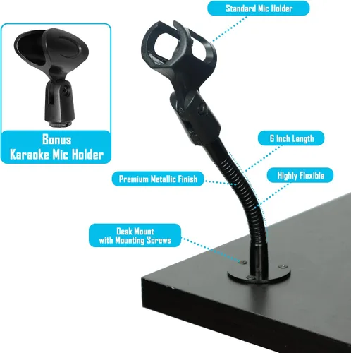Vista 2 de SpinTech Cuello de cisne ajustable montado en escritorio para montaje de micrófono que se atornilla a mesas podios (6)