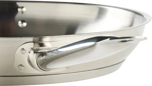 Vista 4 de Winco - Sartén de acero inoxidable de 12 pulgadas con mango auxiliar
