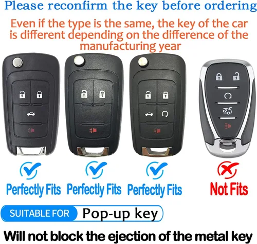 Vista 2 de Tukellen Funda para llavero Chevrolet de alta calidad, TPU suave, protección completa, compatible con Chevy Camaro, Cruze, Impala, Equinox, Volt