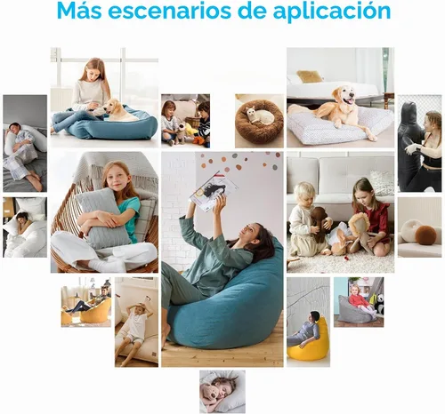 Vista 7 de Relleno de puf, relleno de espuma viscoelástica triturada de 5 libras, relleno de silla de puf, recarga de relleno para puf, relleno de saco de Azul