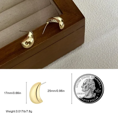 Vista 5 de Aretes de aro gruesos de oro para mujer, con textura, abiertos, gruesos, aretes de aro triples